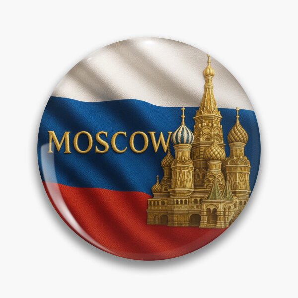 Artikelvorschau, Moscow Russia Flag Emblem – Golden Saint Basil’s Cathedral Design entworfen und verkauft von Annika Shurafa.