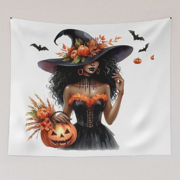 Item preview, Stylish African Witch Girl – Pumpkin Magic Art designed and sold by Lulunza.