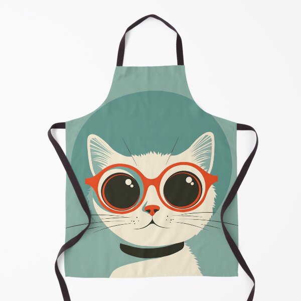 Item preview, ZOOMIES! Cute white retro cat with red glasses designed and sold by PostcardsfromtheLaundromat.