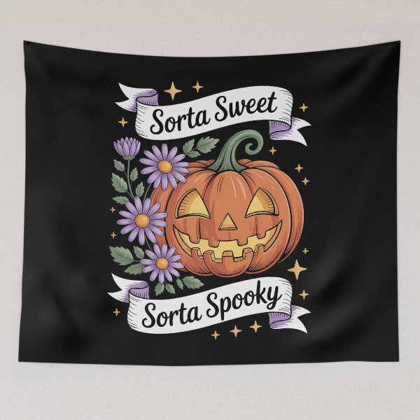 Item preview, Sorta Sweet Sorta Spooky Halloween Floral Pumpkin designed and sold by HellD3vil-Art.