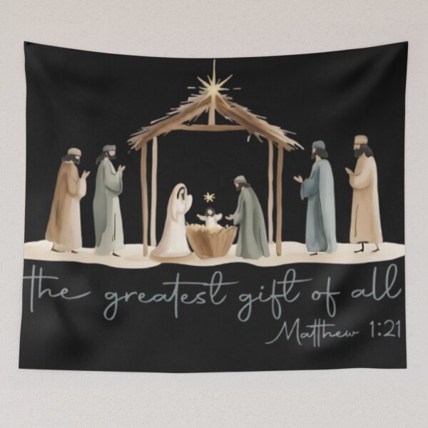 Item preview, Minimalist Nativity Scene | The Greatest Gift of All | Matthew 1:21 Christmas Design designed and sold by sivyedin.