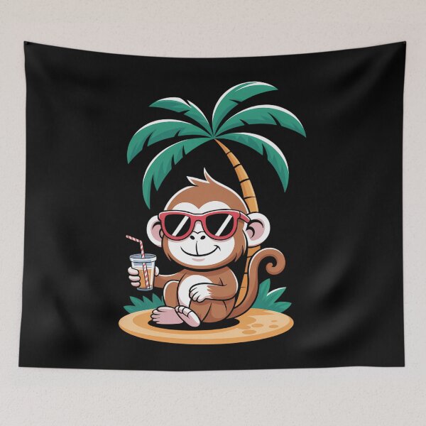 Item preview, Cute Monkey On Beach Vacation Travel Summer designed and sold by Moon-Ape.