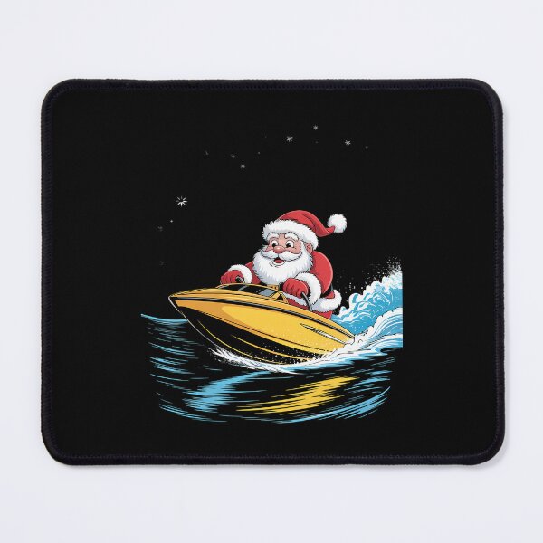 Item preview, Santa Claus Motorboat Christmas Boating Boat designed and sold by tearbytea.