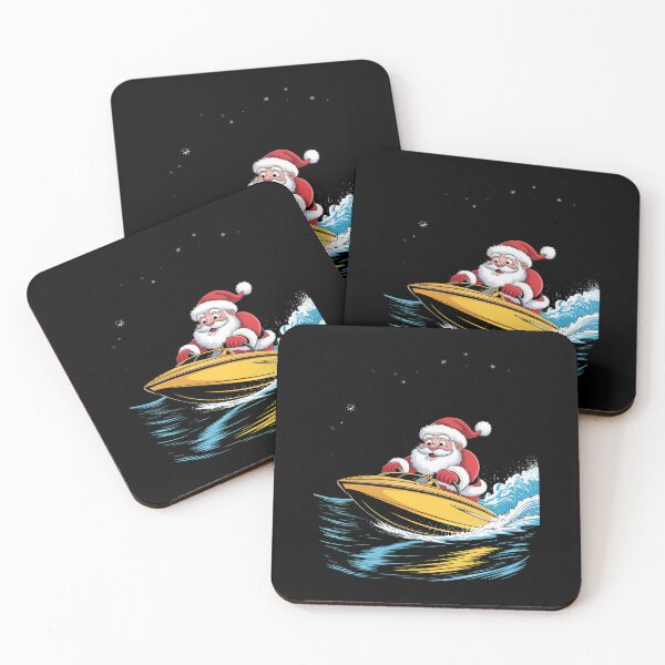 Item preview, Santa Claus Motorboat Christmas Boating Boat designed and sold by tearbytea.