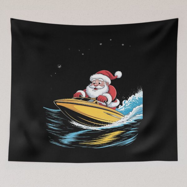 Item preview, Santa Claus Motorboat Christmas Boating Boat designed and sold by tearbytea.