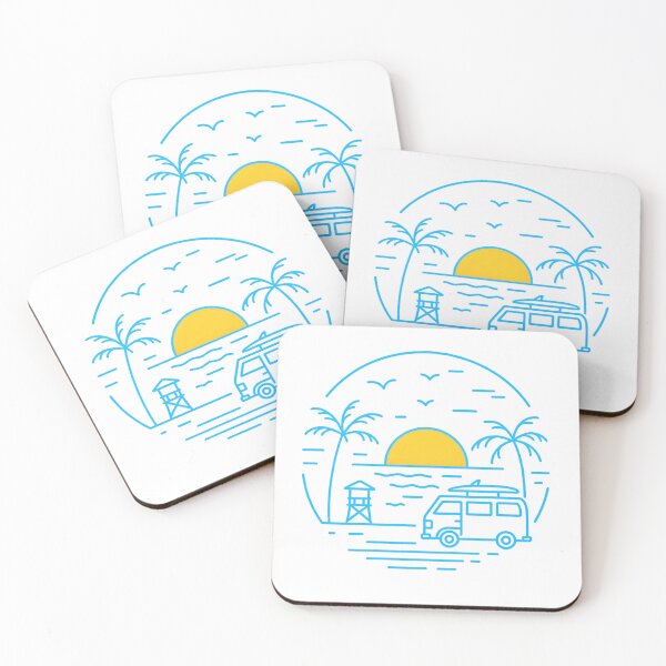 Item preview, Surf Van at Sunset - Minimalist Tropical Line Art designed and sold by MisterHelmut.