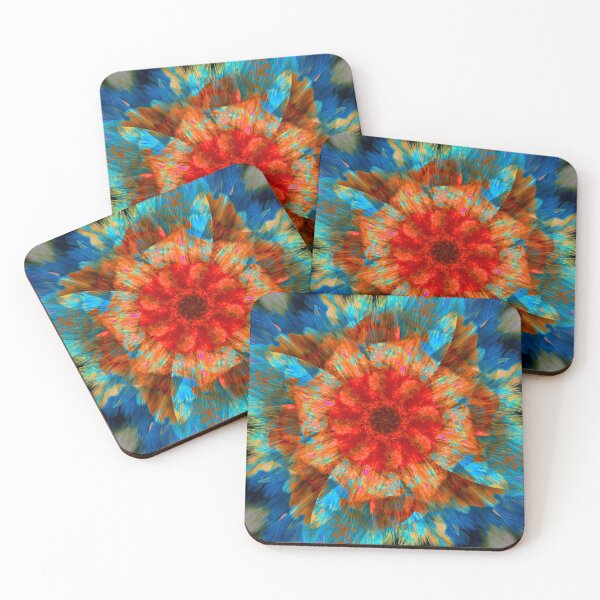 Item preview, Solar Flare Bloom – Fiery Red and Blue Abstract Flower designed and sold by JWJ Photographs.
