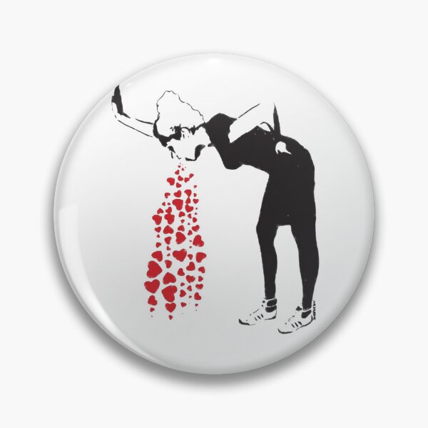 Item preview, Banksy graffiti Love Sick Woman with snickers vomitting hearts Black and White with grunge texture HD HIGH QUALITY ONLINE STORE designed and sold by MorgaAllen.