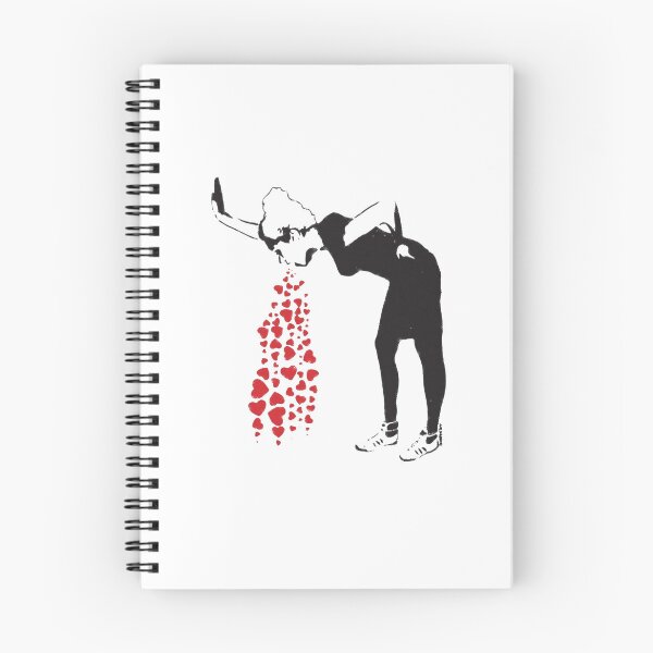 Item preview, Banksy graffiti Love Sick Woman with snickers vomitting hearts Black and White with grunge texture HD HIGH QUALITY ONLINE STORE designed and sold by MorgaAllen.
