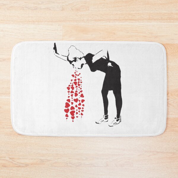 Item preview, Banksy graffiti Love Sick Woman with snickers vomitting hearts Black and White with grunge texture HD HIGH QUALITY ONLINE STORE designed and sold by MorgaAllen.