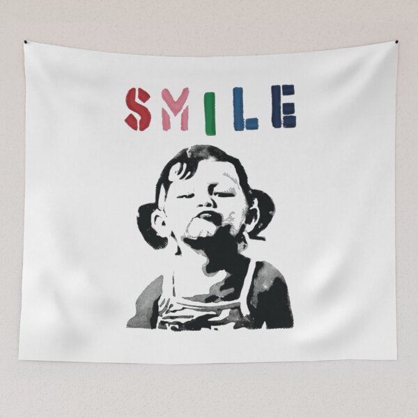 Item preview, Banksy graffiti Quote SMILE with girl not smiling Girl Power resistance HD HIGH QUALITY ONLINE STORE designed and sold by MorgaAllen.