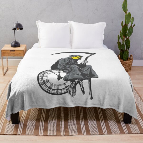 Item preview, banksy grim reaper clock designed and sold by MorgaAllen.