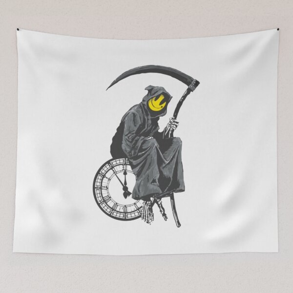 Item preview, banksy grim reaper clock designed and sold by MorgaAllen.