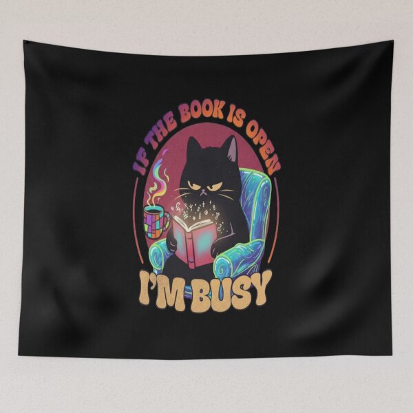 Item preview, If The Book Is Open I'm Busy Cat Reading Illustration designed and sold by creativerooney.