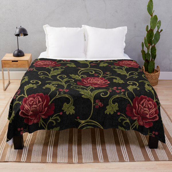 Item preview, Gothic Vintage Floral Pattern – Roses & Ivy on Black Background designed and sold by skysshobu.