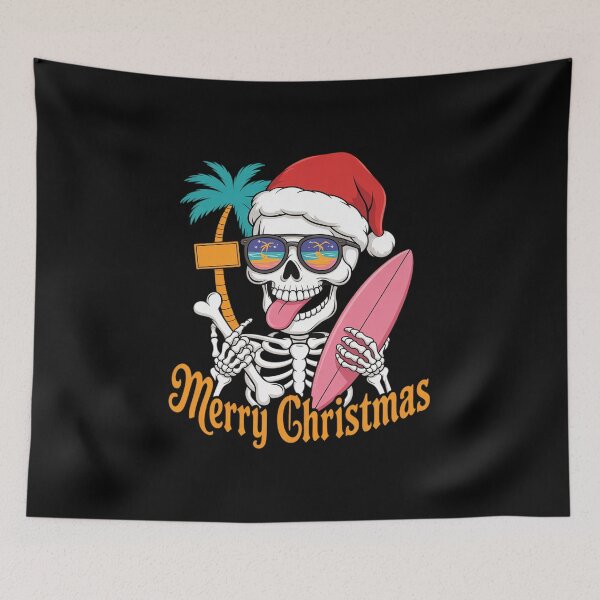 Item preview, Summer Christmas Skeleton -- Cool Beach Surfing Santa Hat designed and sold by MinaReinger.