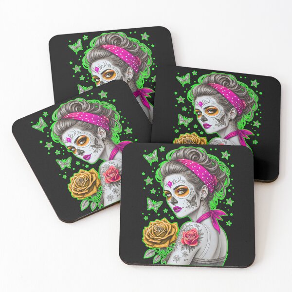 Item preview, Bright Floral Skull Mask  designed and sold by WoodburyLake.