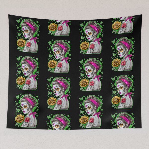 Item preview, Bright Floral Skull Mask  designed and sold by WoodburyLake.