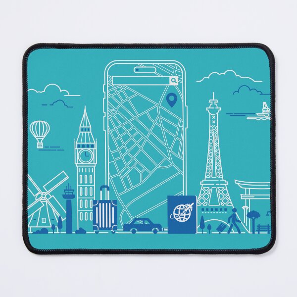 Item preview, concept of smart travel, graphic of smart phone with GPS application and travel element  designed and sold by NiamLab.