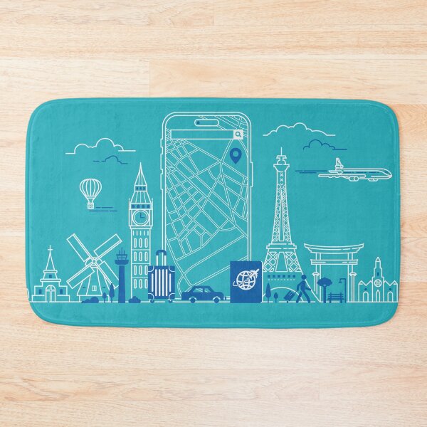 Item preview, concept of smart travel, graphic of smart phone with GPS application and travel element  designed and sold by NiamLab.