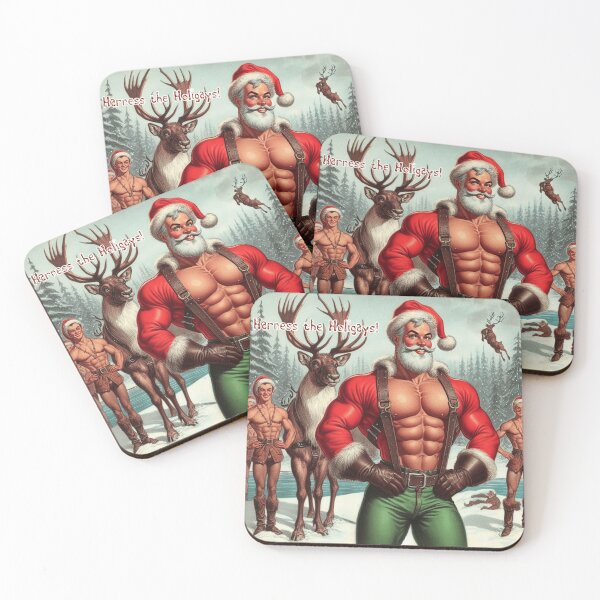 Item preview, Camp Christmas Gay Leather Collection "Harness The Holigays!" Gay Leather Pride Graphic Design designed and sold by ItsAKinkThing.