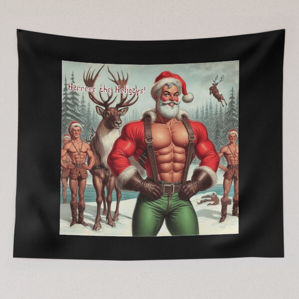 Item preview, Camp Christmas Gay Leather Collection "Harness The Holigays!" Gay Leather Pride Graphic Design designed and sold by ItsAKinkThing.