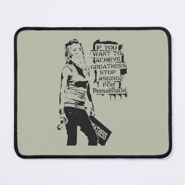 Item preview, Banksy quote graffiti If You Want to Achieve Greatness stop asking for permission black and white with Banksy tag signature HD designed and sold by CollinsBrisa.