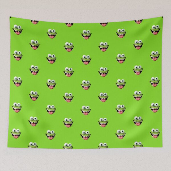 Item preview, Funny Cute Monster Face – 3D Cartoon Smile on Lime Green Background designed and sold by PixelVibe782.