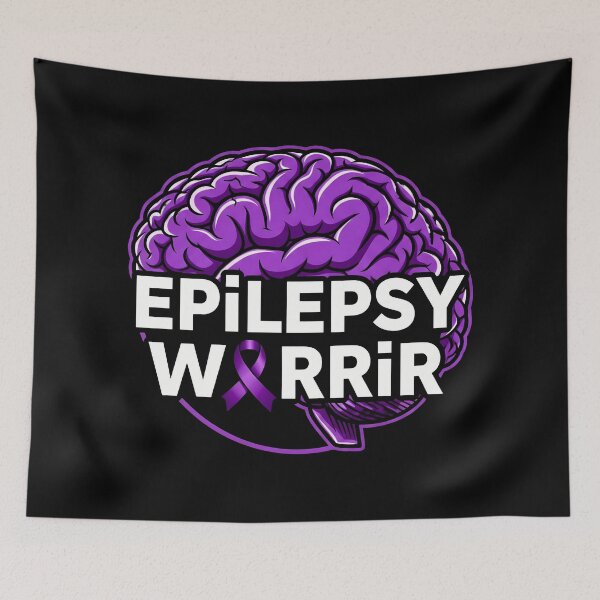 Item preview, Epilepsy Warrior Brain Purple Ribbon Awareness Support designed and sold by VividDripCo.