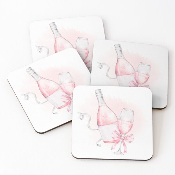 Item preview, Watercolor artwork featuring champagne bottle and two glasses tied with pink ribbon. Romantic and soft composition perfect for Saint Valentines Day posters, cards, or elegant packaging. designed and sold by eves_aquadreams.