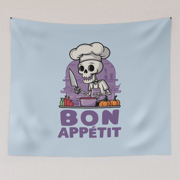 Item preview, Bon Appetit Spooky Halloween Skeleton Chef designed and sold by NosandEdgy.