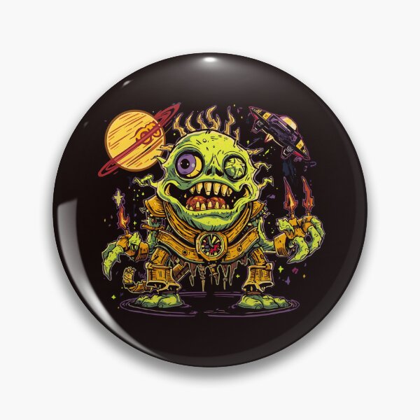 Item preview, Cosmic Flame Monster Tee - Blue Purple Eyed Creature with UFO & Moon designed and sold by passiveink.