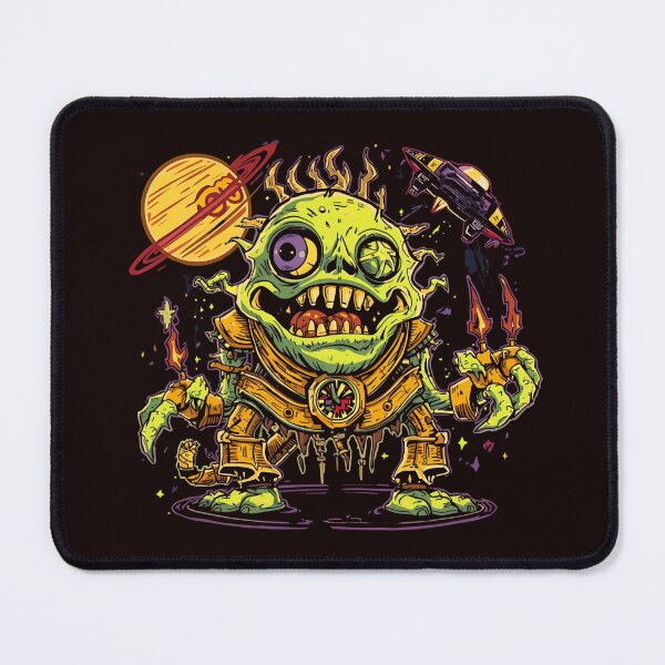 Item preview, Cosmic Flame Monster Tee - Blue Purple Eyed Creature with UFO & Moon designed and sold by passiveink.