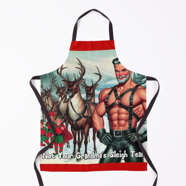 Item preview, Camp Christmas Gay Leather Collection "Not Your Grandma's Sleigh Team" Gay Leather Pride Graphic Design designed and sold by ItsAKinkThing.