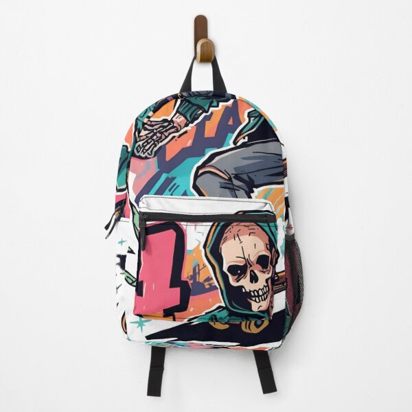 Item preview, Vibrant Urban Skeleton Skater in Neon Graffiti Night Scene with Hoodie and Dynamic Skateboard Artwork designed and sold by KanDa-Shop.