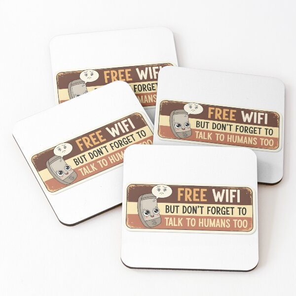 Item preview, Free WiFi Talk to Humans Sticker - Funny Cafe Sign - Coffee Shop Decor Vintage designed and sold by SewRed.