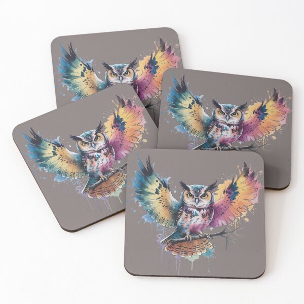 Item preview, Color Splash Owl – Vibrant Watercolor Bird Art designed and sold by WitchyWhisper.