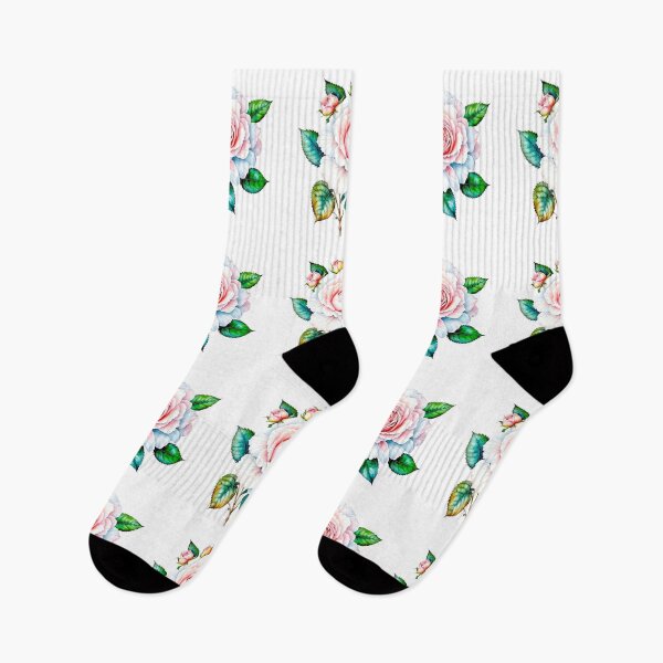 Item preview, Pale Pink and White Rose with Buds and Leaves designed and sold by LanaGustavsson.