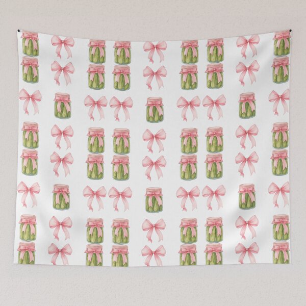 Item preview, Cute Pickle Jars with Pink Bows Pattern designed and sold by ArtfulWeave.