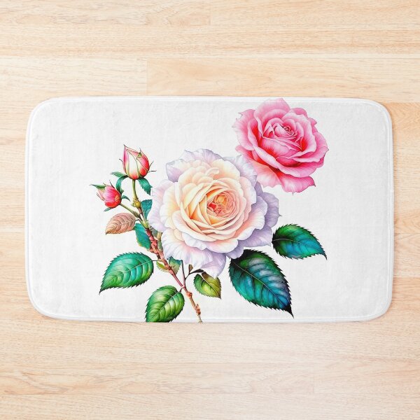 Item preview, Pale Pink and White Rose with Buds and Leaves designed and sold by LanaGustavsson.
