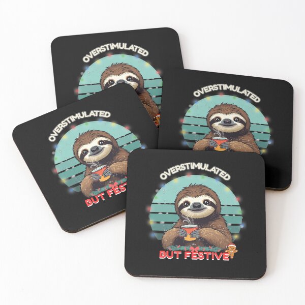 Item preview, Overstimulated but Festive – Sloth Christmas Coffee designed and sold by Artur-GrafiTee.