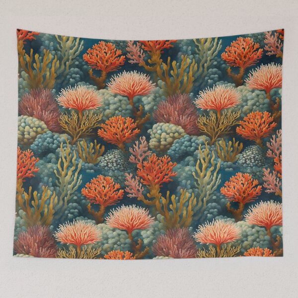 Item preview, Coral Gardens in a Deep-Sea Paradise | Blue Ocean Background designed and sold by UnhingedBird.