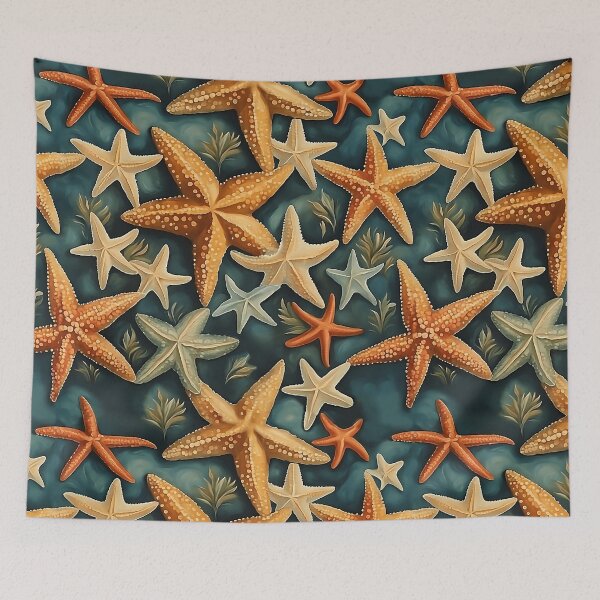 Item preview, Vintage Starfish Pattern | Blue Ocean Background designed and sold by UnhingedBird.