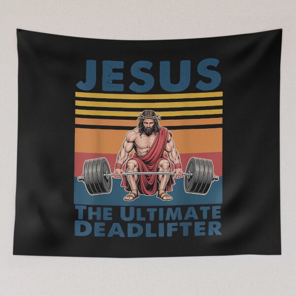 Item preview, Jesus The Ultimate Deadlifter Vintage Jesus Weightlifting  designed and sold by merlinnears.