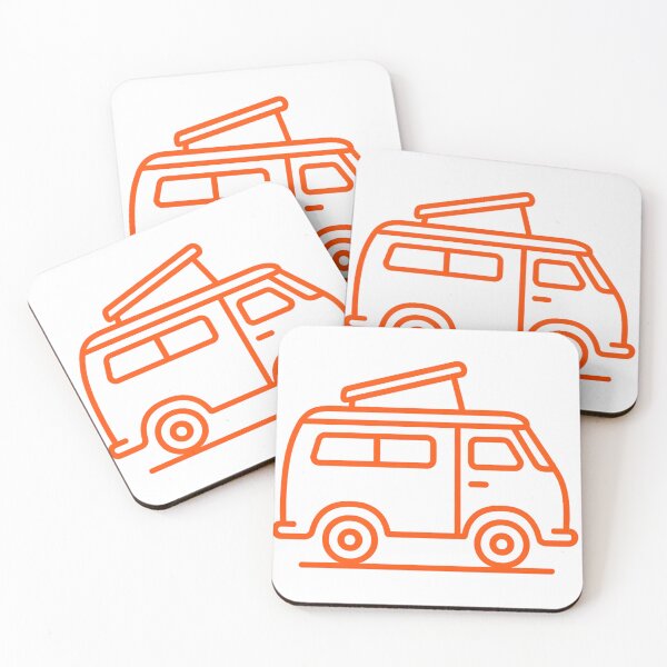 Item preview, Neon Orange Van Life — Retro Pop-Top Camper Line Art designed and sold by MisterHelmut.