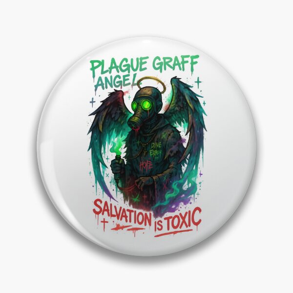 Item preview, Plague Graff Angel – Neon Horror Graffiti Gas Mask Angelic Decay Street Art Design designed and sold by Snackwear Apparel.