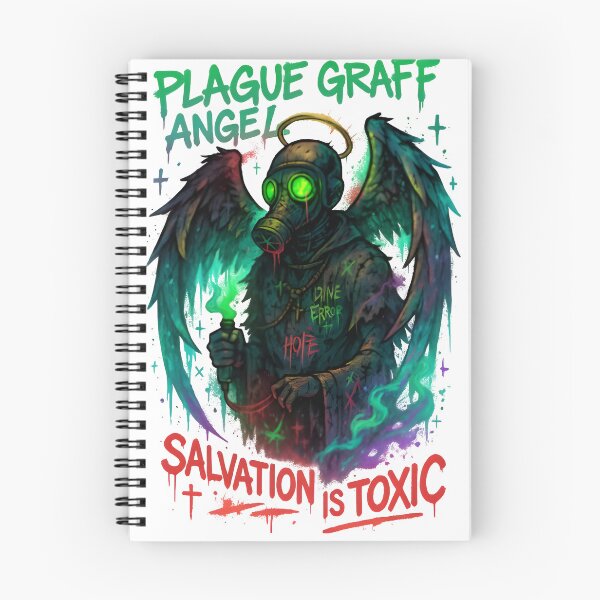 Item preview, Plague Graff Angel – Neon Horror Graffiti Gas Mask Angelic Decay Street Art Design designed and sold by Snackwear Apparel.