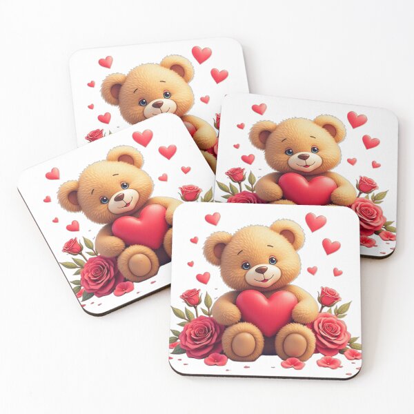 Item preview, adorable  teddy bear with hearts and roses designed and sold by nicnacc.