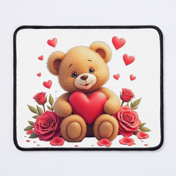 Item preview, adorable teddy bear with hearts and roses designed and sold by nicnacc.