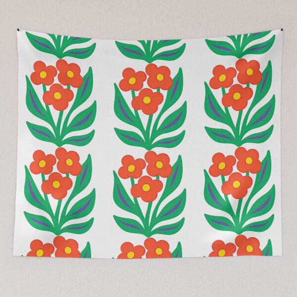 Item preview, Bold Red Flowers with Purple Accented Leaves Design designed and sold by ArtfulWeave.